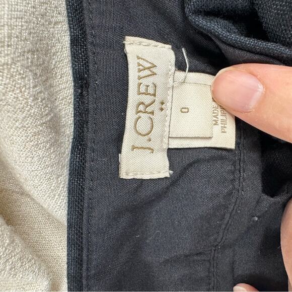 J Crew Black Linen Scalloped Hem Chino Shorts Dressy Shorts Womens 0 Preppy - Picture 8 of 9